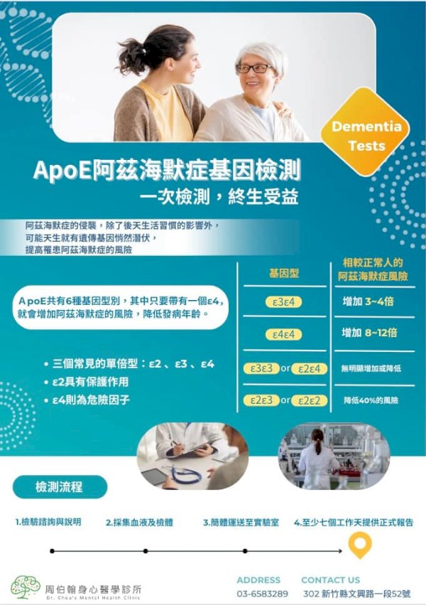 失智症的基因檢測！ 阿茲海默症最相關的風險基因就是Apolipoprotein E (ApoE)